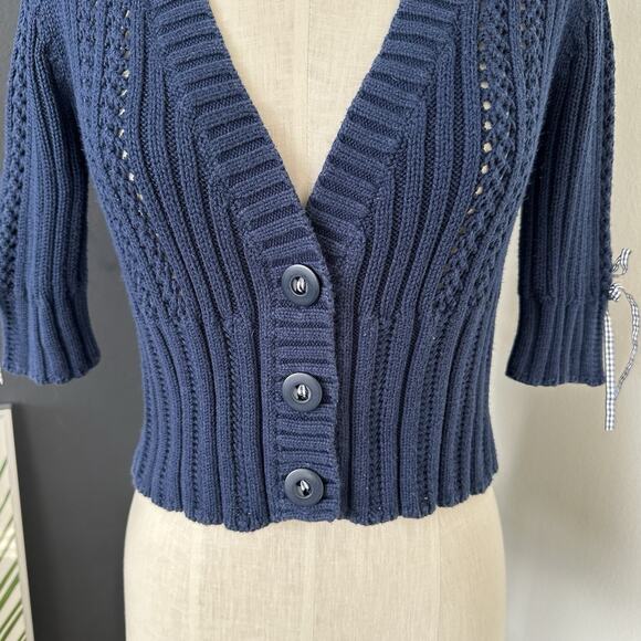 Vintage Guess Knit Button Cardigan Bow Ribbons Cottage Core Preppy 90s Y2K - Picture 3 of 10